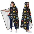 thumbnail image 2 of Wearable Blanket,Colorful Games Star Black Pattern Hooded Wearable Flannel Blanket for Adults & Teens,Winter Poncho Shawl Wrap Cape Cozy Anti-Pill,60"x80", 2 of 5