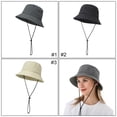 thumbnail image 3 of Bucket Hat Solid Color Unisex Reversible Fishing Hat Beach Cap with Lanyard, 3 of 10