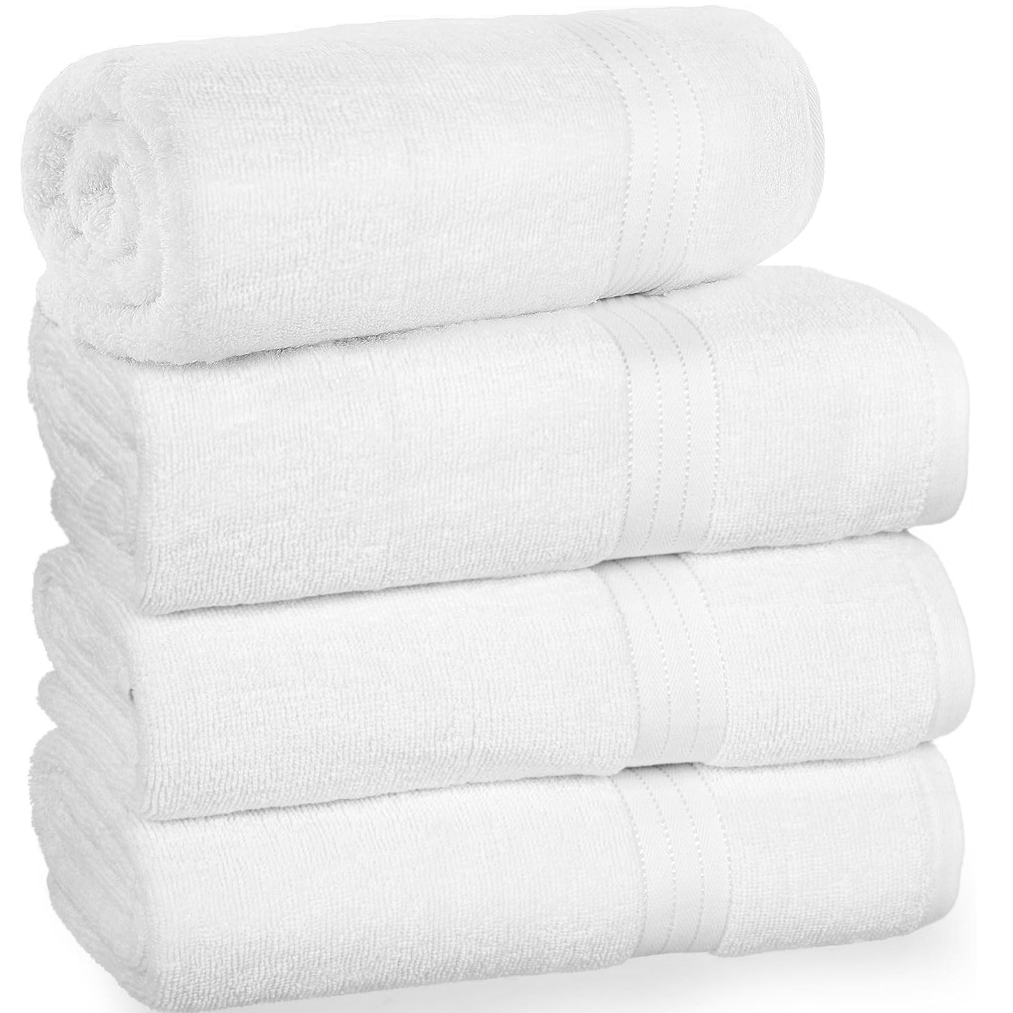 Bliss Casa 4 Pack 100% Cotton Bath Towels - Ultra Soft & Highly Absorbent Thick Bathroom Towel Set (27 X 54 Inch) Heavy GSM - Durable, Luxurious, Quick-Dry & Long-Lasting Towels for Everyday Use