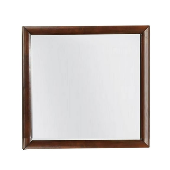 Simo Dresser Vanity Mirror, 40 Inch Dark Cherry Brown Solid Wood