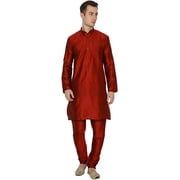 Royal Kurta Mens Silk Solid Kurta Pyjama Red