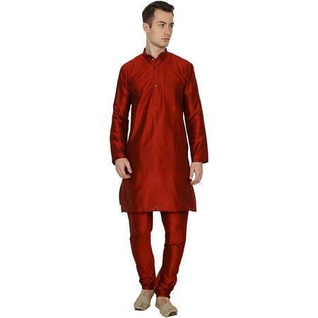 

Royal Kurta Men s Silk Solid Kurta Pyjama Red