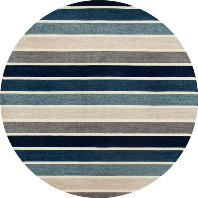 25627 Tapis d'Art 5 Pi. Collection Troy Mainline Tapis Rond Tissé, Bleu