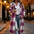 thumbnail image 3 of SYwaren Women's Plaid Jacket Lapel Zip-Up Long Sleeve Irregular Plaid Tweed Woolen Cardigan with Chest Pocket Outerwear Top, 3 of 8