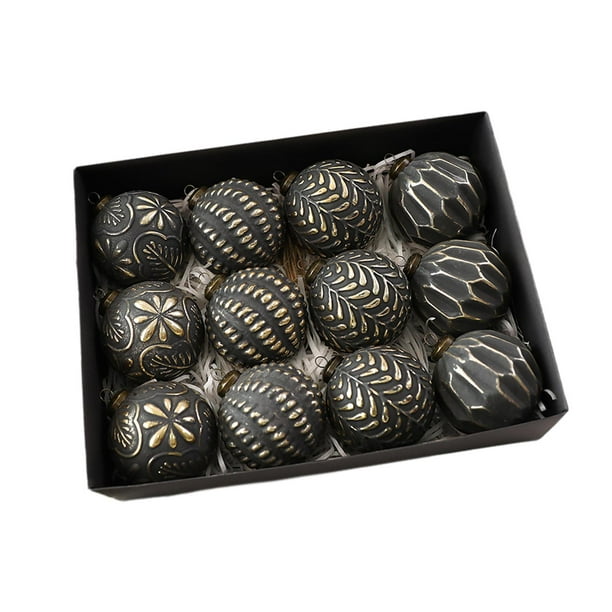 12 adornos colgantes para árbol de Navidad, adornos decorativos, adornos creativos portátiles para Navidad. Negro