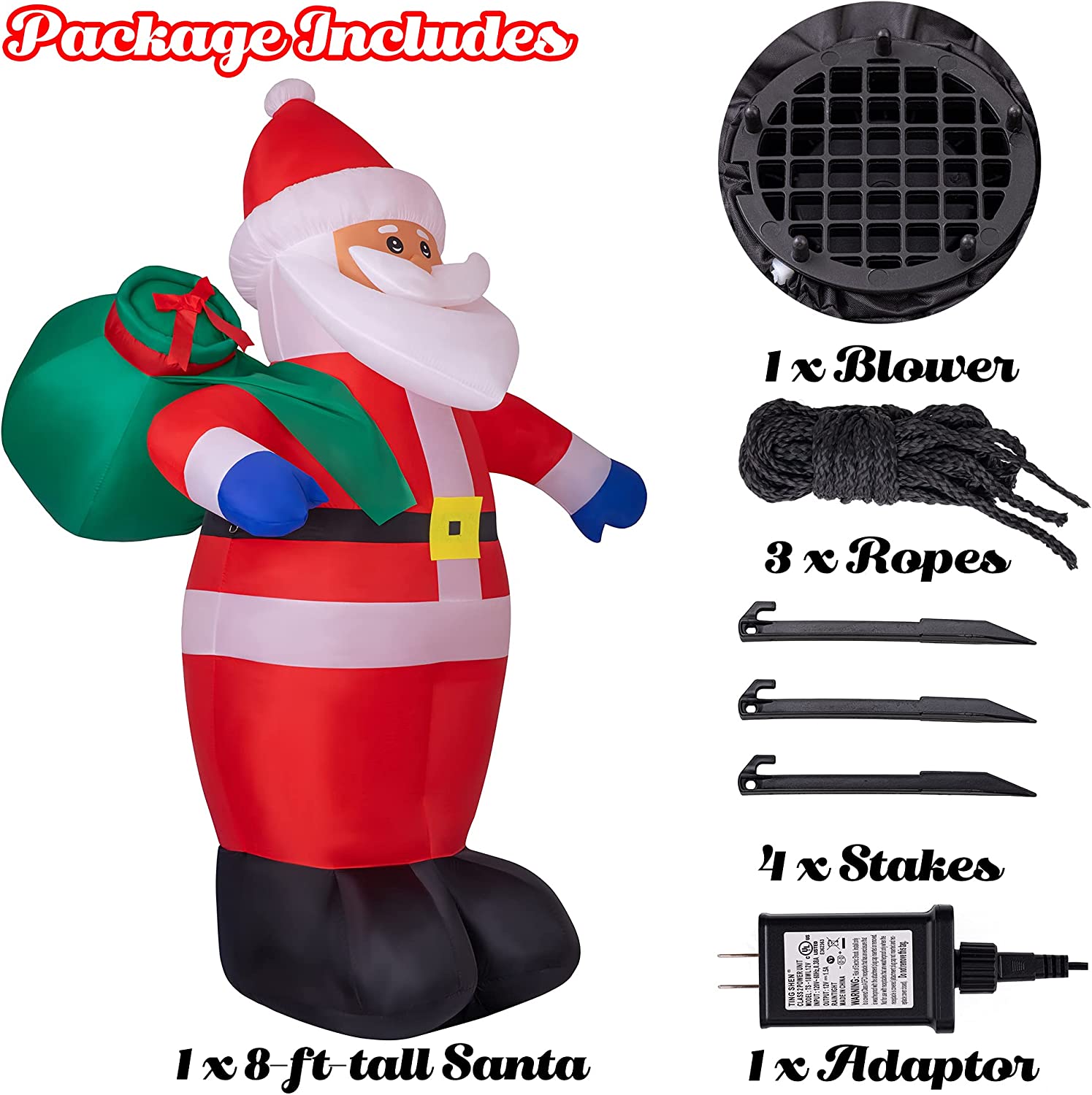 Buy Bibana 8 FT Christmas Inflatable Santa Outdoor Decorations Santa ...