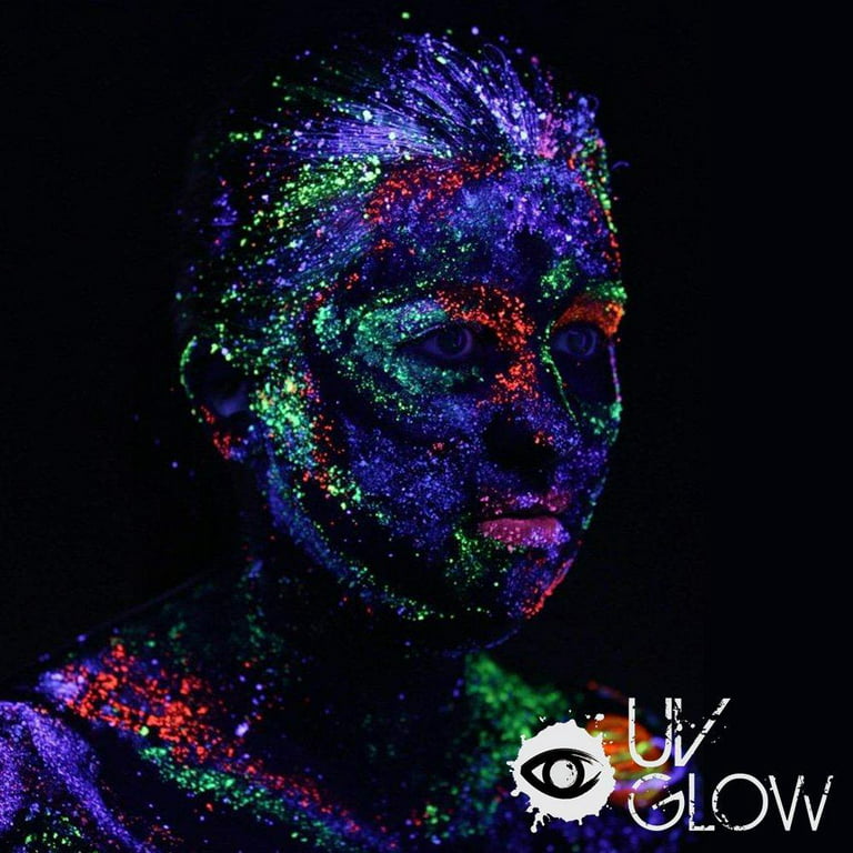 6Pcs Glow in Dark Face Body Paint,Blacklight Neon Fluorescent Long Lasting  Face Body Makeup Set Washable Face Body Paint for