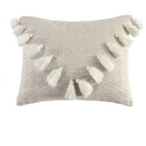 DyGTyX Mills Waffle 18 x 14 in Tassel Pillow, Tonal Cream and Taupe, 1 Count