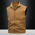 thumbnail image 2 of UVEASISHA Men's Casual Vest Outdoor Lightweight Fishing Vest Outdoor Travel Photo Sleeveless Cargo Jacket with Zipper Pockets Brown XXL, 2 of 10