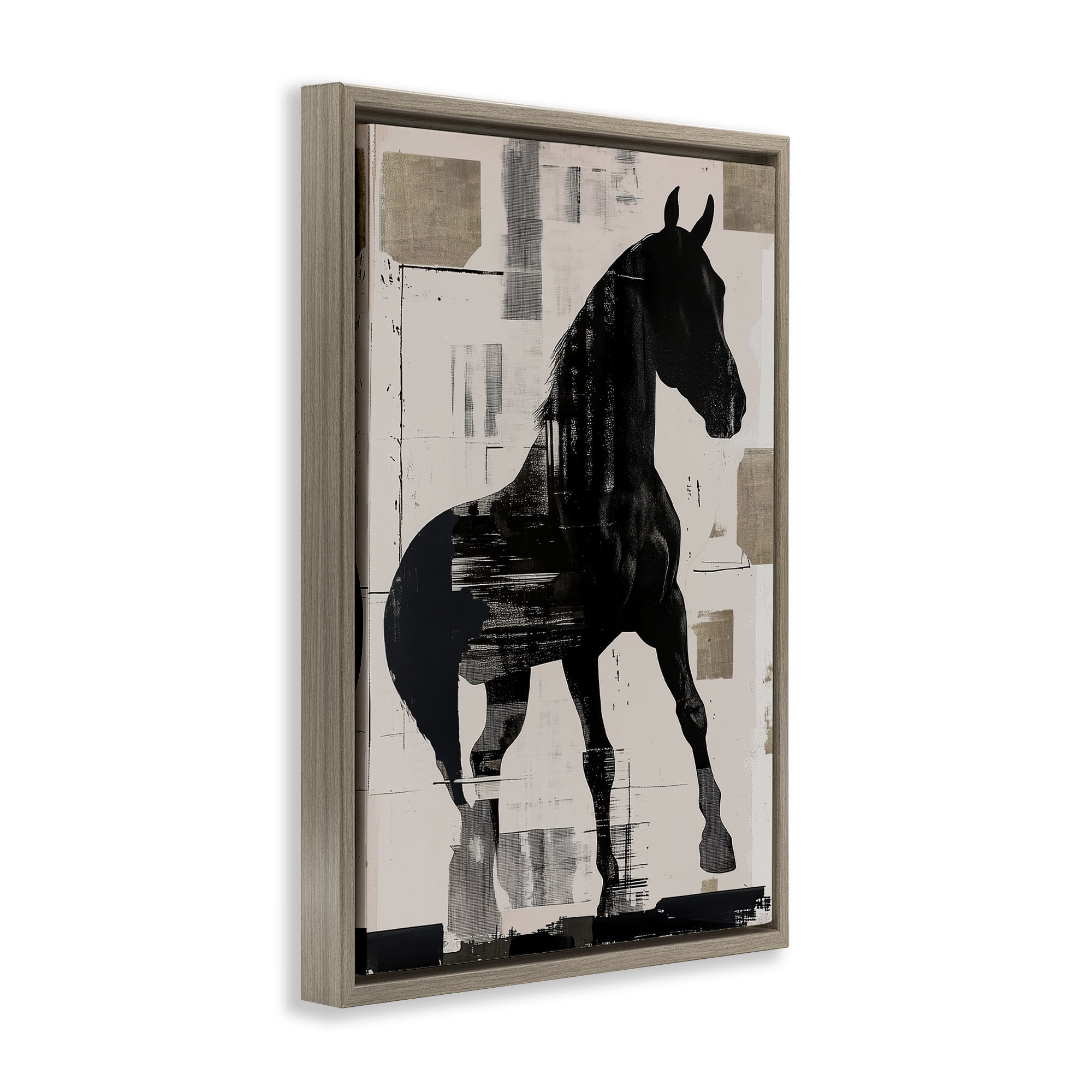 Equinity Horse Silhouette Brown Framed Floater Canvas Wall Art, design by Annabelle Hall