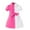 Hot Pink, variant on Button Up Collared Dress for Girls Color Block Semi Formal Dresses with Belt Puff Sleeve Summer School Outfits, Purple, 6 Years