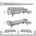 thumbnail image 3 of Aukfa 115" Velvet Sectional Sleeper Sofa for Living Room, Convertible Sofa Bed Queen, Light Gray, 3 of 10