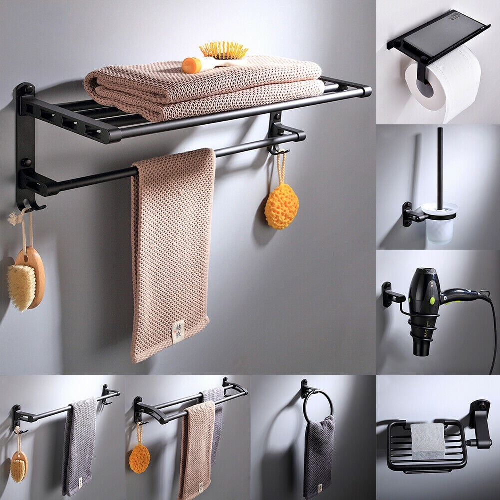 Miumaeov 9pcs Bathroom Wall Mount Organizer Towel Rack Pendant Set ...