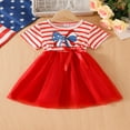 thumbnail image 6 of Byoo Toddler Girls' Patriotic Stars Stripes Tutu Dress 4th of July Bow Accent Tulle Fit-and-Flare Dresses Independence Day Clothes ，5-6 T, 6 of 9