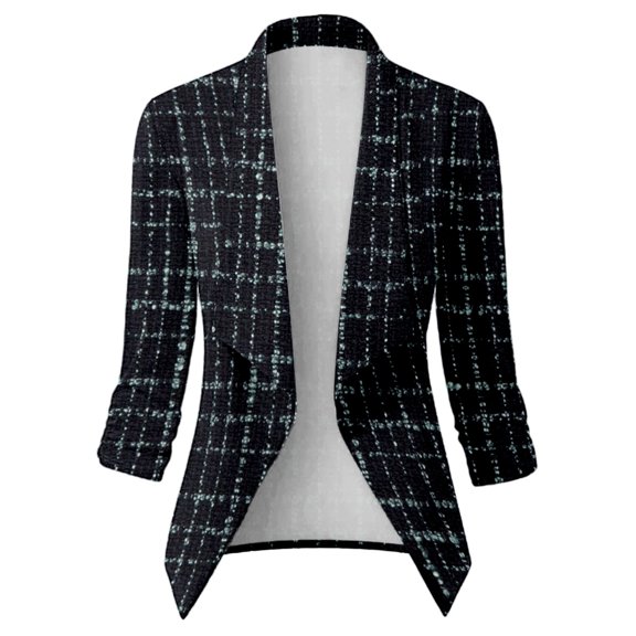Vedolay Top Women's Casual Long Sleeve Lapel Open Front Button Work Business Jackets with Pockets,Black XL