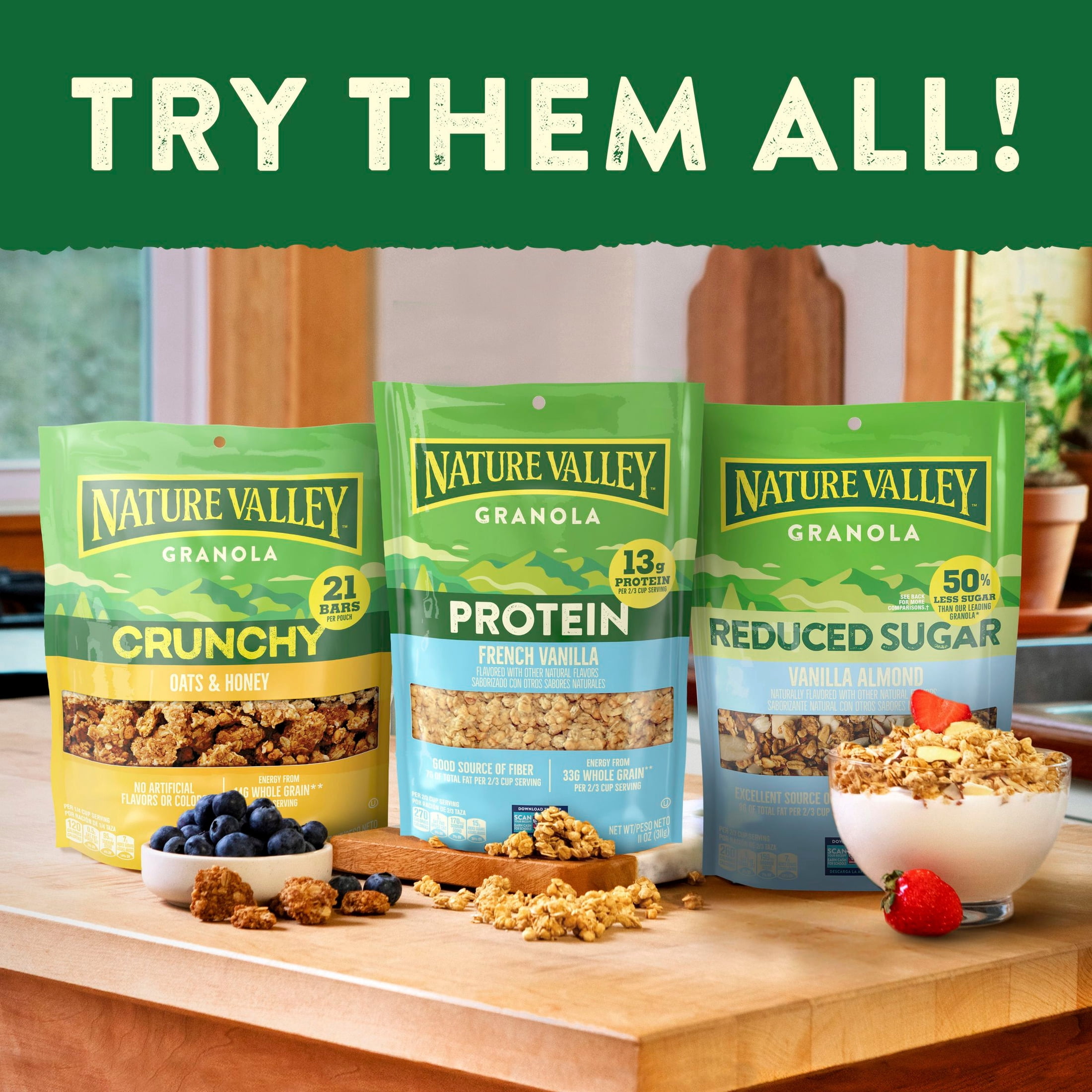 Nature Valley Reduced Sugar Vanilla Almond Granola Pouch, 11 oz