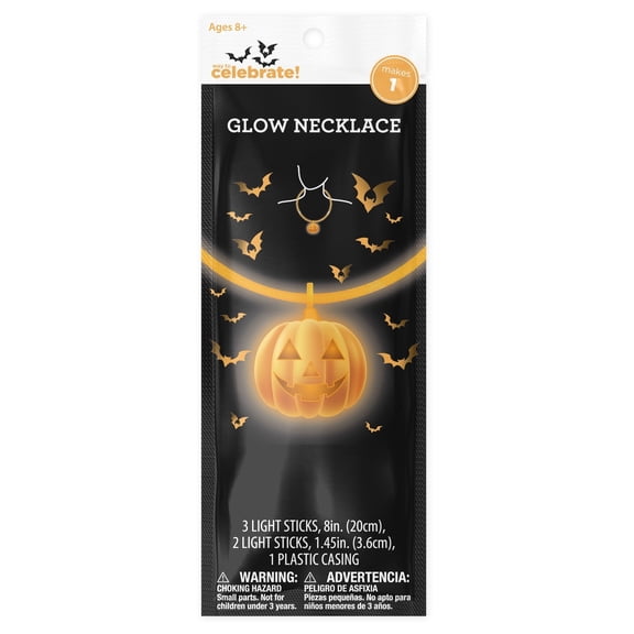 Jack-o'-Lantern Glow Necklace Party Favor, Orange, Halloween by Way To Celebrate