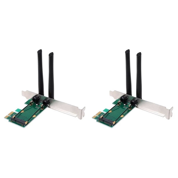 2X Tarjeta Inalámbrica WiFi Mini PCI-E Express Una Adaptador PCI-E con 4 Antenas Externas para PC