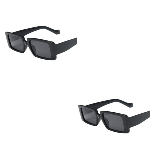 kurtrusly Rectangular Lightweight Frame Protection For Fashionable Look PC Materials Eyeglasses Bright black frame 2Set