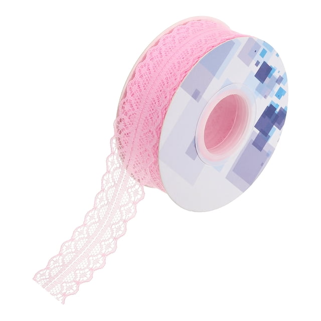 Unique Bargains 1.2 Inch Wide 25 Yard Lace Ribbon Floral Pattern Light Pink Lace Trim Ribbon for Gift Wrapping, Wedding Decor