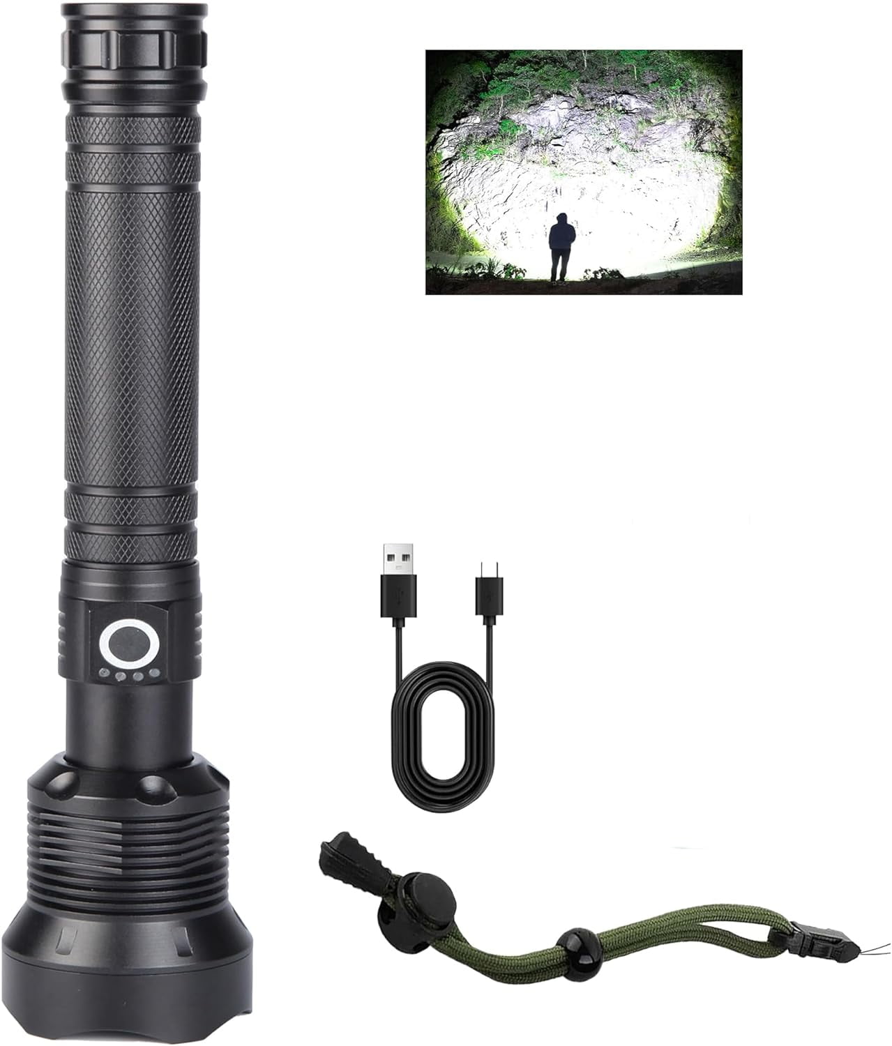 Flashlight, Lumens Super Bright LED Flashlights, 990000 Lumens Handheld Powerful Flashlight with USB Cable 5 Modes and Waterproof for Home Camping Hiking Outdoor