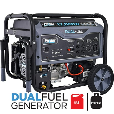 Pulsar 12,000W Dual Fuel Portable Generator in Space Gray with Electric Start, G12KBN