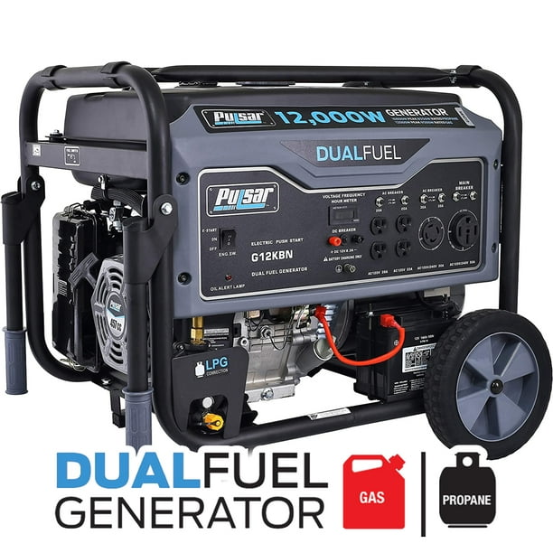 Pulsar G12KBN 12,000W Dual Fuel Portable Generator in Space Gray with Electric Start