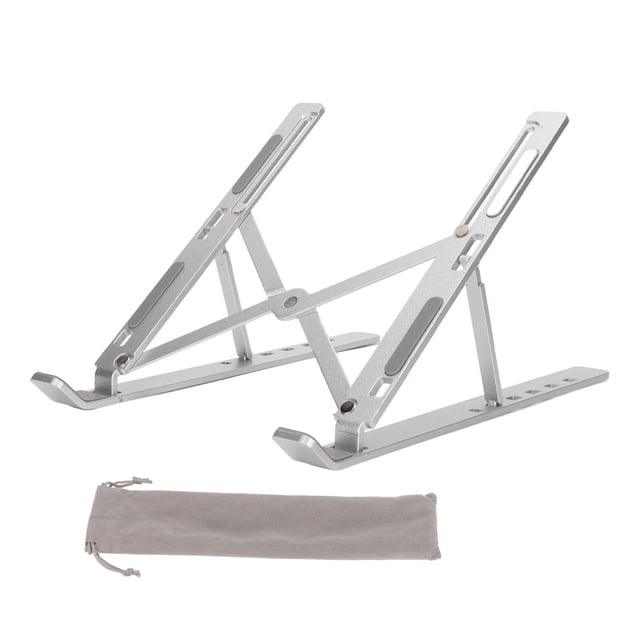 Soporte para computadora portátil Aleación de aluminio Altura ajustable Almohadillas de goma antideslizantes Soporte para computadora portátil plegable, compacto, liviano y duradero Aleación de aluminio N3 plateada (18 pulgadas)