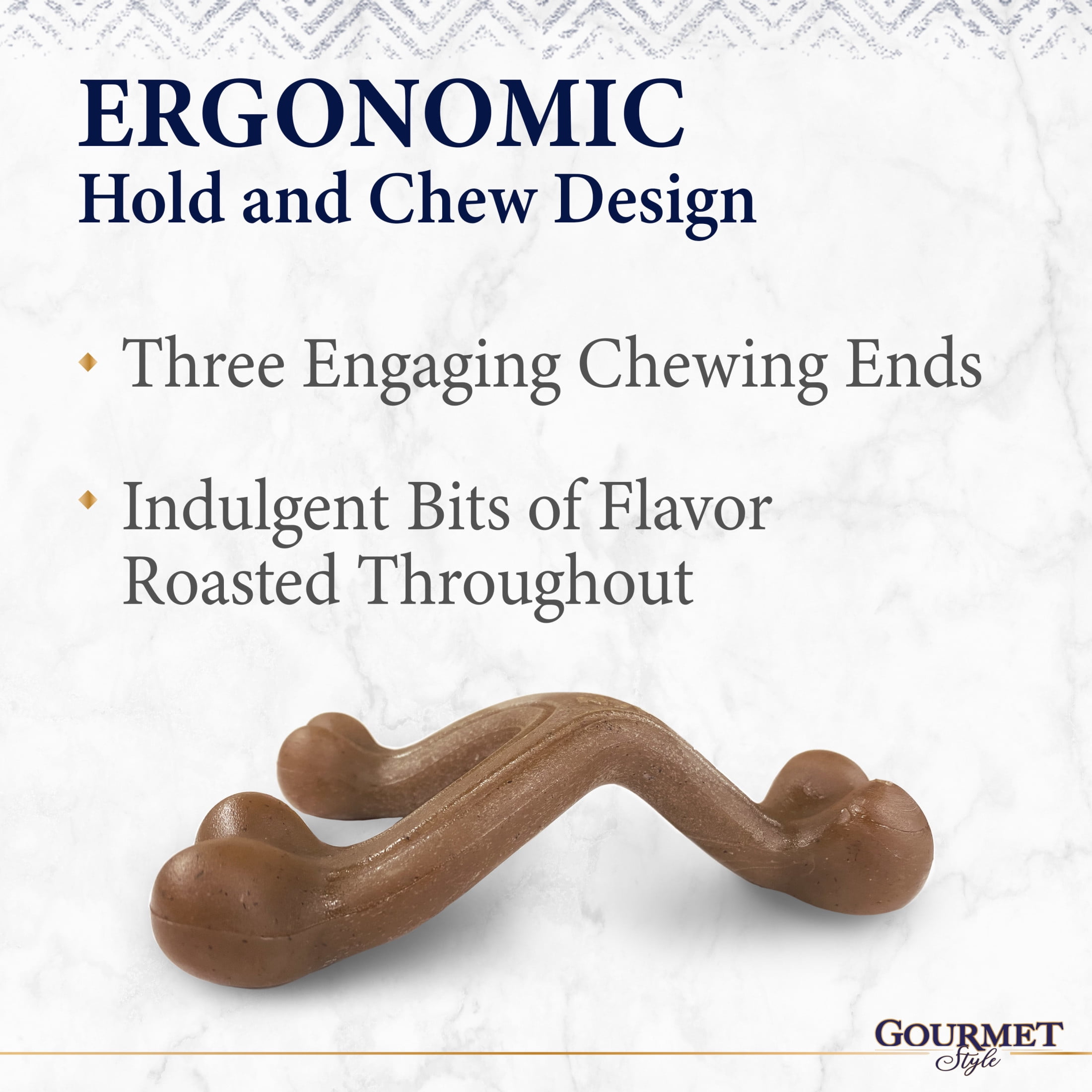 (4 pack) Nylabone Strong Chew Gourmet Style Wishbone Dog Toy, Dog Chew Toy, Peanut Butter Flavor, Large, 1 Count