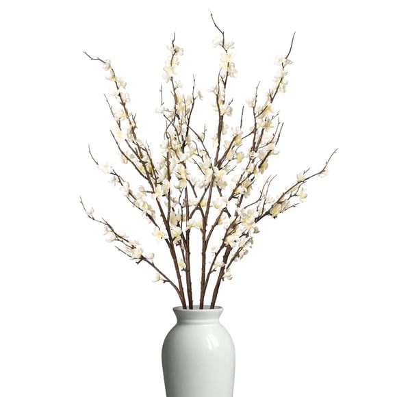 Decoraciones de fiesta artificiales con flor de ciruelo Ammyoo, 4 unidades