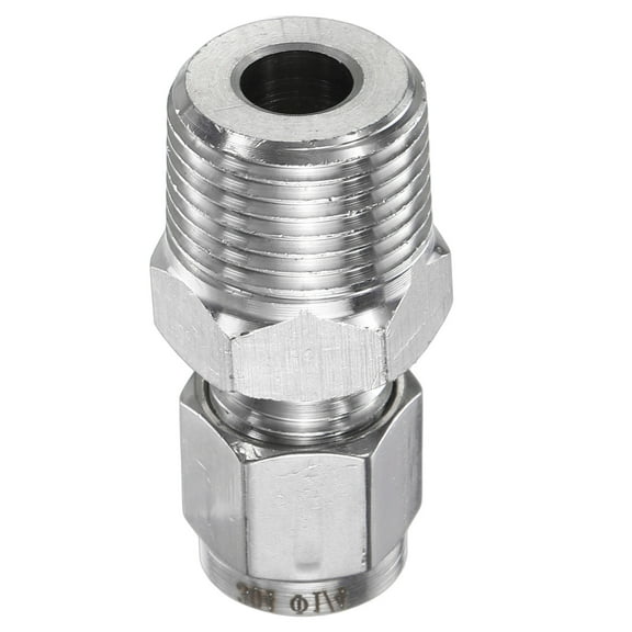 Uxcell Compression Fitting 1/4" x 3/8" PT Male Stainless Steel Coupler Adapter