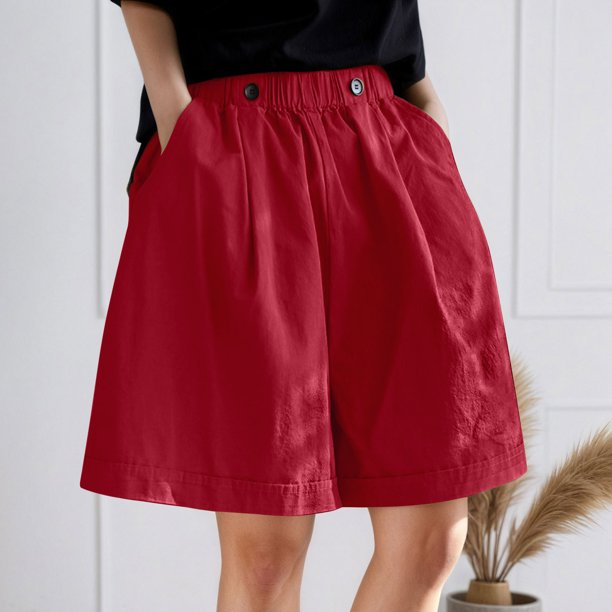 MKLEKYY Pantalones Cortos para Mujer, Pantalones Cortos Anchos de Pierna para Mujer, Pantalones Cortos Cómodos, Pantalones Cortos Casuales de Moda, Pantalones Cortos Sueltos Hasta La Rodilla