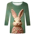 thumbnail image 3 of Fjofpr 3/4 Length Sleeve Womens Tops Casual Easter Shirts for Women 3/4 Ladies' Easter Print Printed Round Neck Three Quarter Sleeve 3/4 Sleeve T-shirt Loose Top, 3 of 4
