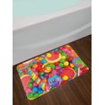 thumbnail image 2 of Colorful Bath Mat, Assorted Jelly Candies Gum Balls and Lollipops Illustration Backdrop Art Print, Plush Bathroom Decor Mat with Non Slip Backing, 29.5" X 17.5", Multicolor, by Ambesonne, 2 of 2