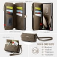 thumbnail image 3 of funda Billetera para Samsung Galaxy S24 Ultra con Ranuras [Bolsillo con Cremallera con Ranura para Efectivo de 9 Tarjetas] Cierre magnético, Correa Desmontable, Pata de Cabra,Bloqueo RFID y TPU, 3 of 9
