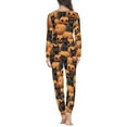 thumbnail image 3 of Renewold Soft Women Pjs for Fall Spring Winter Black Cats Pumpkins Scoop Neck Pajamas Elastic Halloween Down Sleepwear Sports Outfits Clothing Size 3XL, 3 of 5