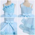 thumbnail image 7 of IBTOM CASTLE Toddler Kids Girls Pageant Sequin Flower Dress, Shiny Asymmetric Shoulder Formal Party Tiered Tulle Gowns 2-8T 4-5 Years Blue, 7 of 7