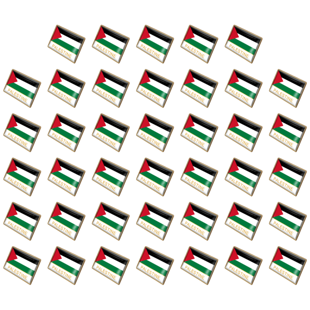 40uds. Insignias de la bandera nacional de Palestina, insignia esmaltada de cristal, traje de recuerdo (32x23mm)