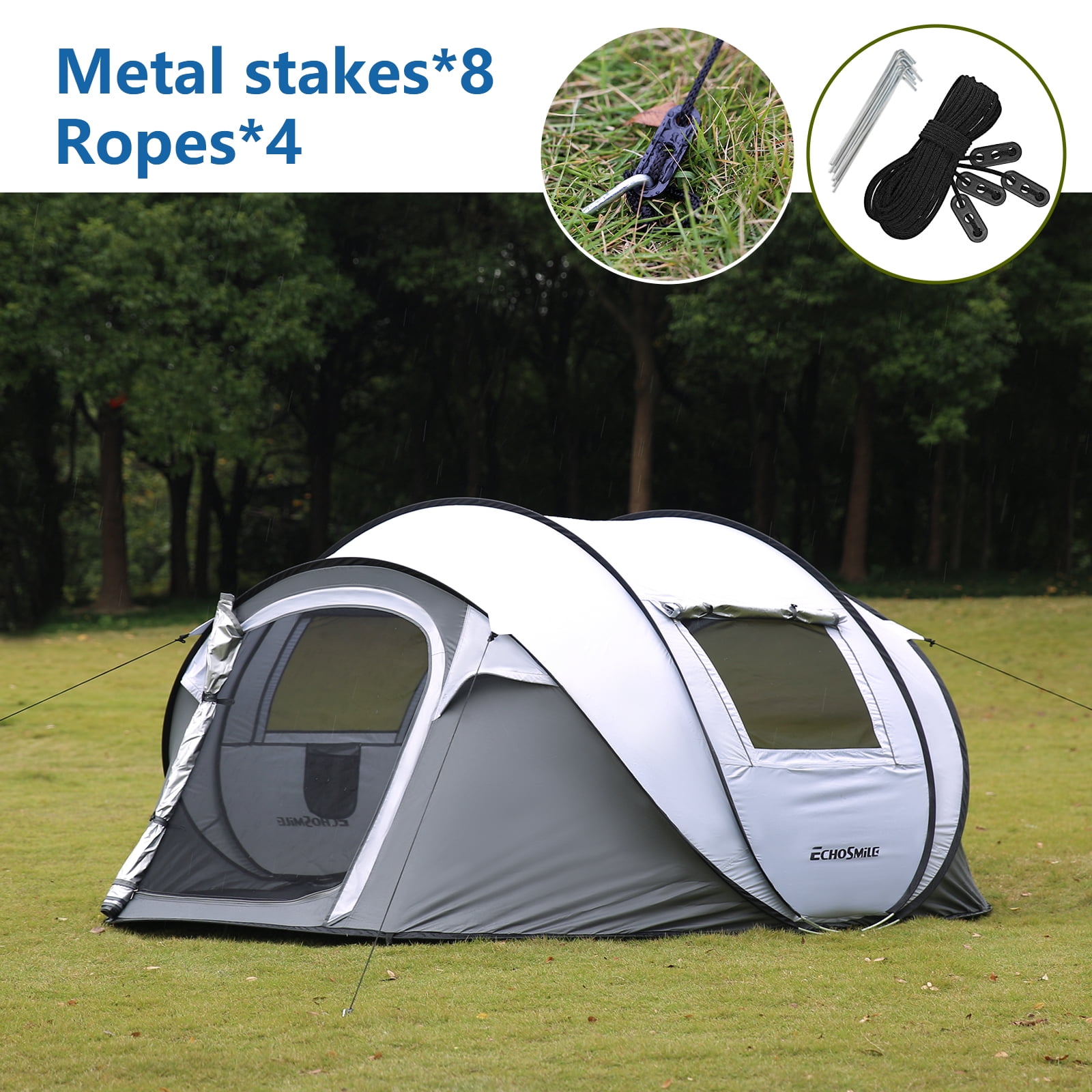 Acpouw  Instant Pop Up Camping Tent, 2/4/6 Person, Easy Setup Tent, Water Resistant Dome, Portable with Carry Bag for Camping, Hiking & Traveling