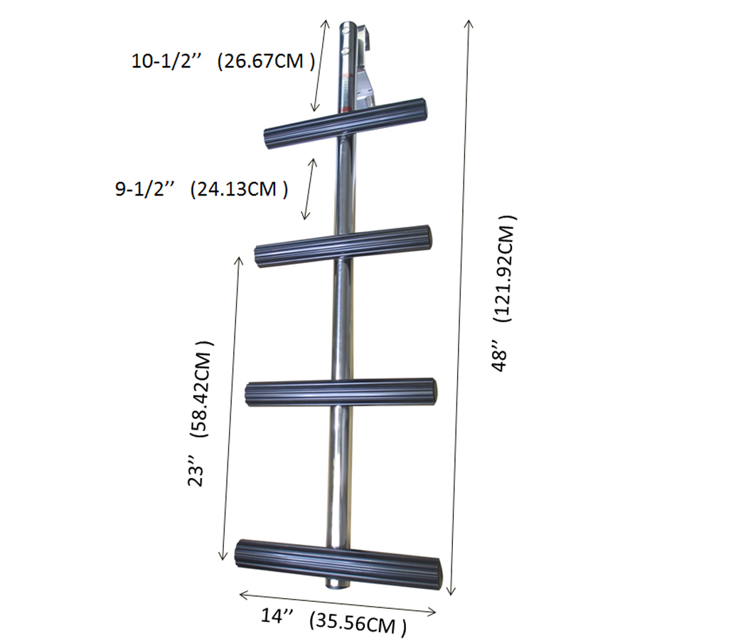 Pactrade Marine SS 304 4-Step Transom Sport Dive Ladder – Non-Slip Thread, Boat Boarding Ladder