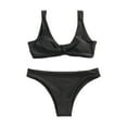 thumbnail image 1 of Womens Swimsuits Solid Color Suspender Backless Separates Bikinis Black Women Bathing Suits S, 1 of 9