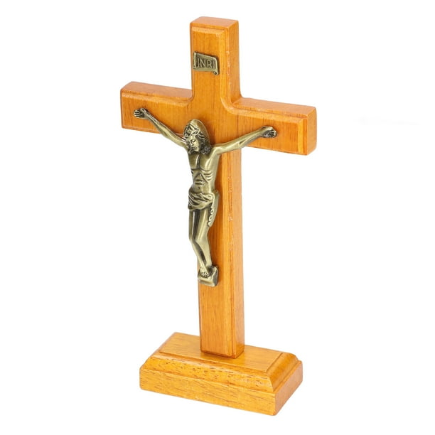 Crucifijo de Madera Hecho a mano Bling Bling cruz de pared decoración exhibición oración religiosa con Base