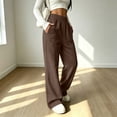 thumbnail image 5 of Vxararl Womens High Waist Baggy Wide Leg Sweatpants, Full Elastic Waist Loose Sweatpant with Side Pockets, Solid Color Casual Daily Workout Pants Coffee 2xL, 5 of 6