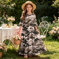thumbnail image 7 of Toddler Girls Short Sleeve Dress Camouflage Print Summer A-Line Cute Maxi Casual Sundress Camouflage 4-5 Years, 7 of 7