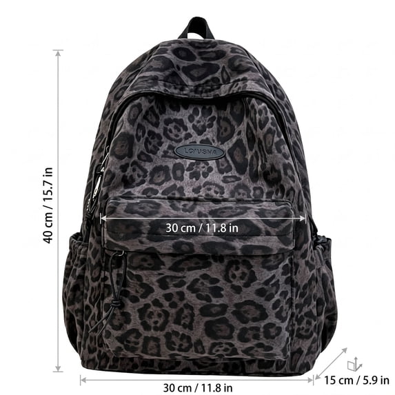 Leopard Print Backpack for Women, Lightweight Nylon Fashion Daypack, Cute Animal Print Rucksack with Adjustable Straps for Travel, College & Daily Commute, Khaki Brown