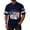 Navy, variant on Zimjoy Men's 250th 4th of July Baseball T-Shirts Cotton V Neck USA Flag Liberty Statue 1776-2026 Print Striped Sleeve Independence Day Casual Wear Navy L