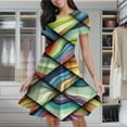 thumbnail image 2 of Colorful Abstract Wavy Pattern Design Women's Classic Swing Skater Dress Casual Work Party Cocktail Dresses, 2 of 6