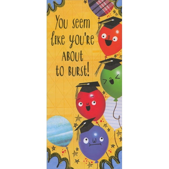 Designer Greetings About to Burst : 4 Balloons with Silly Faces Juvenile Money Holder / Gift Card Holder Graduation Congratulations Card for Young Kid : Child