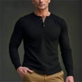 thumbnail image 3 of Men's Classic Cotton long Sleeve Henley Shirt 7 Colors, 3 of 7