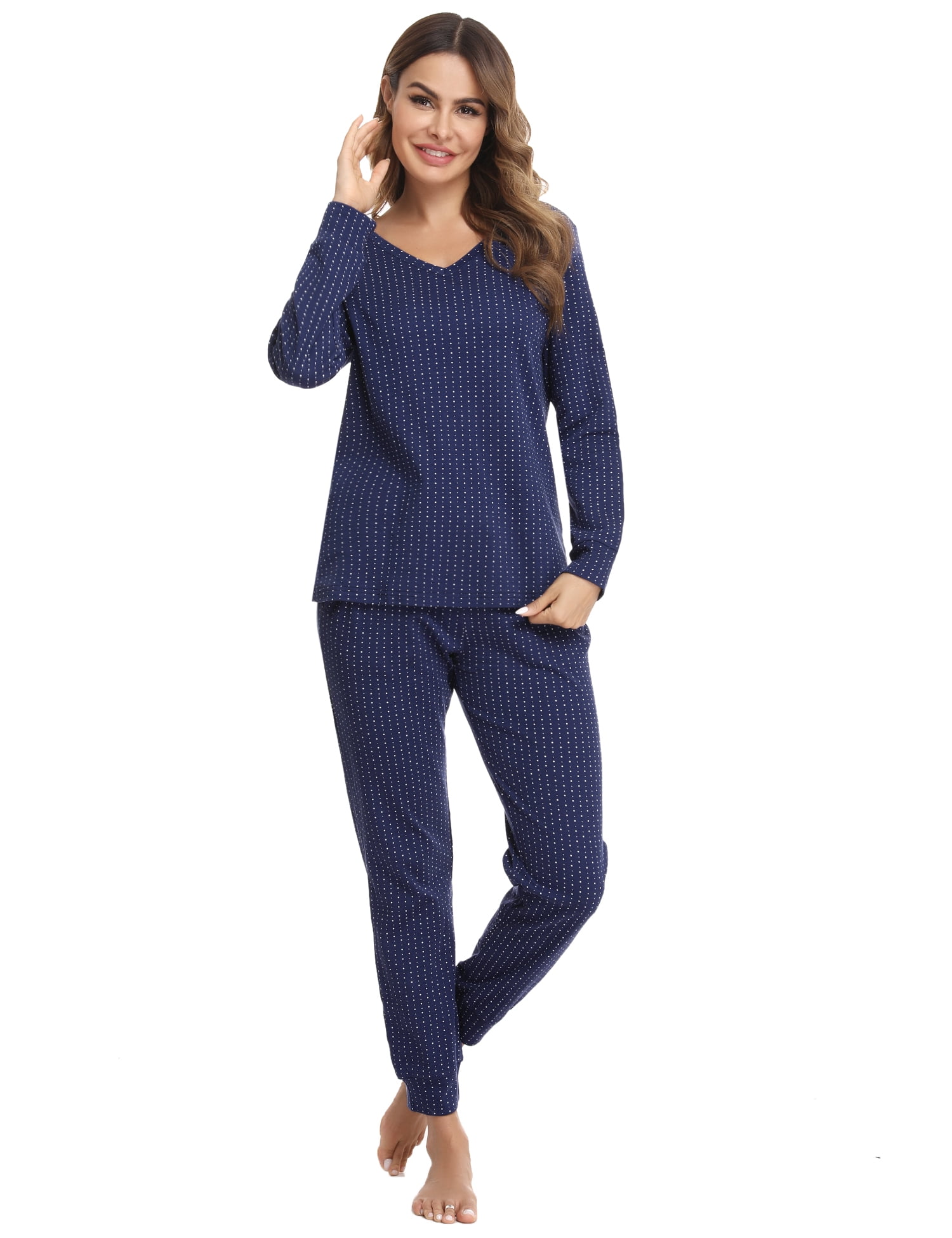 Uniexcosm Women's Pajamas Sets Long Sleeve Tee and Pant 2 Piece Sleepwear Set for Female Pjs